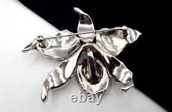 Rare! Trifari A Philippe Pavé & Baguettes 1961 Rhinestone Orchid Trembler Brooch