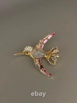 Rare Trifari Alfred Philippe 1949 Brooch Pink humming bird F/S JP