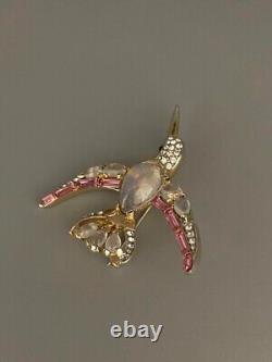 Rare Trifari Alfred Philippe 1949 Brooch Pink humming bird F/S JP
