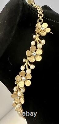 Rare Trifari Alfred Philippe EVE Parure WithRhinestone & Faux Pearls GP Nice Set