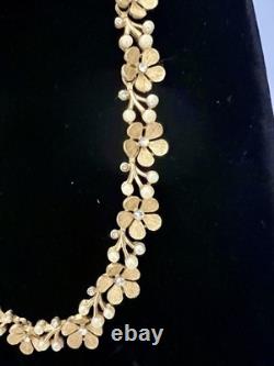 Rare Trifari Alfred Philippe EVE Parure WithRhinestone & Faux Pearls GP Nice Set