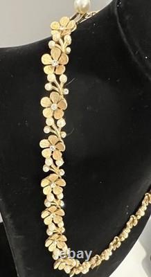Rare Trifari Alfred Philippe EVE Parure WithRhinestone & Faux Pearls GP Nice Set