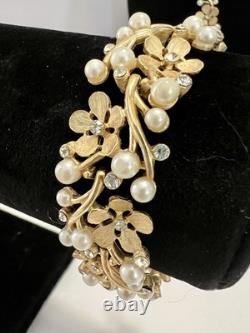 Rare Trifari Alfred Philippe EVE Parure WithRhinestone & Faux Pearls GP Nice Set