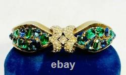 Rare Trifari Alfred Philippe Gold Sapphire & Emerald Jeweled Symphony Bracelet