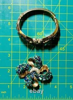 Rare Trifari Alfred Philippe Gold Sapphire & Emerald Jeweled Symphony Bracelet