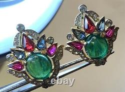 Rare Trifari Alfred Philippe Jewels Of India Mogul Earrings (c856)