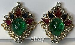 Rare Trifari Alfred Philippe Jewels Of India Mogul Earrings (c856)