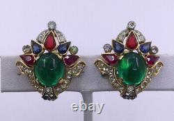 Rare Trifari Alfred Philippe Jewels Of India Mogul Earrings (c856)