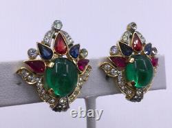 Rare Trifari Alfred Philippe Jewels Of India Mogul Earrings (c856)