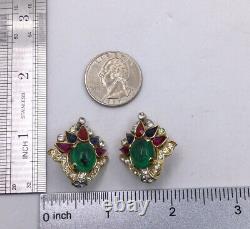 Rare Trifari Alfred Philippe Jewels Of India Mogul Earrings (c856)