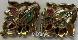 Rare Trifari Alfred Philippe Jewels Of India Mogul Earrings (c856)