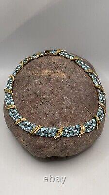 Rare Trifari Alfred Philippe Light Blue Crystal Stone Choker Necklace Crown