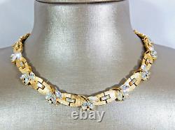 Rare Trifari Alfred Philippe Marquise, Baguette & Round Rhinestone Gp Necklace