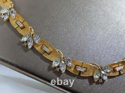 Rare Trifari Alfred Philippe Marquise, Baguette & Round Rhinestone Gp Necklace