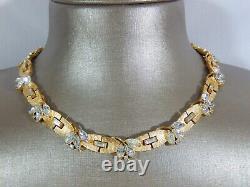 Rare Trifari Alfred Philippe Marquise, Baguette & Round Rhinestone Gp Necklace