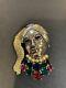 Rare Trifari Alfred Philippe Multi-Color Rhinestones Faux Pearl Lady Face Brooch