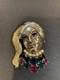 Rare Trifari Alfred Philippe Multi-Color Rhinestones Faux Pearl Lady Face Brooch