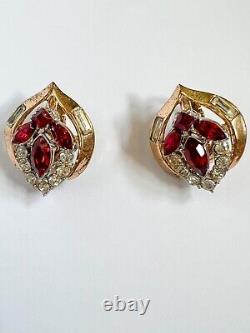 Rare Trifari Alfred Philippe Pat Pend Ruby Red Flirtation Necklace & Earrings