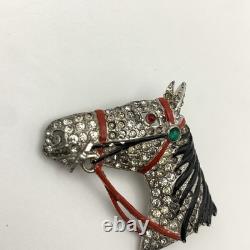 Rare Trifari'Alfred Philippe' Rhinestone and Enamel Horse Head Pin