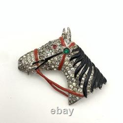 Rare Trifari'Alfred Philippe' Rhinestone and Enamel Horse Head Pin