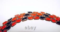 Rare Trifari Modern Mosaic Alfred Philippe Black Red Orange MCM Bracelet Glass