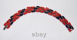 Rare Trifari Modern Mosaic Alfred Philippe Black Red Orange MCM Bracelet Glass
