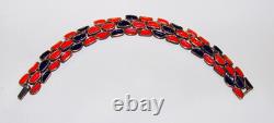 Rare Trifari Modern Mosaic Alfred Philippe Black Red Orange MCM Bracelet Glass