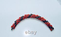 Rare Trifari Modern Mosaic Alfred Philippe Black Red Orange MCM Bracelet Glass