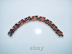 Rare Trifari Modern Mosaic Alfred Philippe Black Red Orange MCM Bracelet Glass