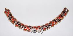 Rare Trifari Modern Mosaic Alfred Philippe Black Red Orange MCM Bracelet Glass