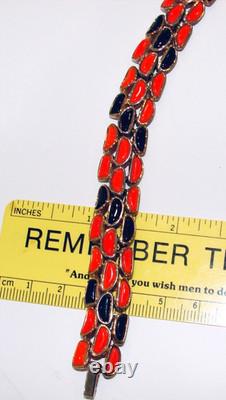 Rare Trifari Modern Mosaic Alfred Philippe Black Red Orange MCM Bracelet Glass