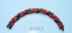 Rare Trifari Modern Mosaic Alfred Philippe Black Red Orange MCM Bracelet Glass