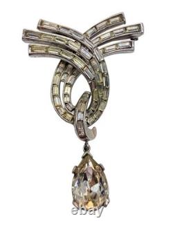 Rare Trifari Pat Pend Alfred Philippe Brooch Cascade 1953 Diamanté Baguettes SB