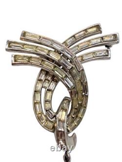Rare Trifari Pat Pend Alfred Philippe Brooch Cascade 1953 Diamanté Baguettes SB