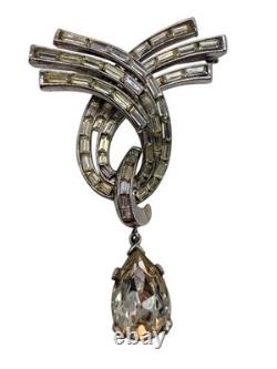 Rare Trifari Pat Pend Alfred Philippe Brooch Cascade 1953 Diamanté Baguettes SB