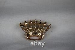 Rare Trifari Sterling Gold Alfred Philippe 7 Pearl Point Crown Brooch #140779
