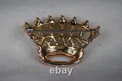 Rare Trifari Sterling Gold Alfred Philippe 7 Pearl Point Crown Brooch #140779