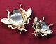 Rare Trifari Sterling Silver Alfred Philippe Lucite Jelly Belly Bug Set