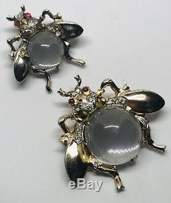 Rare Trifari Sterling Silver Alfred Philippe Lucite Jelly Belly Bug Set