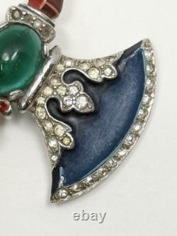 Rare Vintage Alfred Philippe Trifari Axe Brooch With Enamel & Cabochons-Book Piece