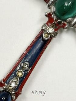 Rare Vintage Alfred Philippe Trifari Axe Brooch With Enamel & Cabochons-Book Piece
