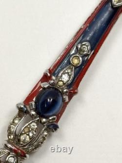 Rare Vintage Alfred Philippe Trifari Axe Brooch With Enamel & Cabochons-Book Piece