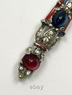 Rare Vintage Alfred Philippe Trifari Axe Brooch With Enamel & Cabochons-Book Piece