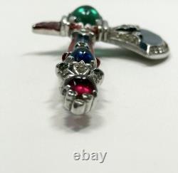 Rare Vintage Alfred Philippe Trifari Axe Brooch With Enamel & Cabochons-Book Piece