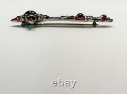 Rare Vintage Alfred Philippe Trifari Axe Brooch With Enamel & Cabochons-Book Piece