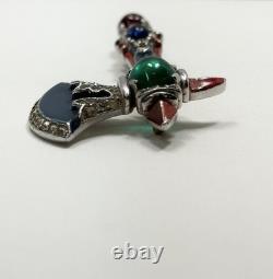 Rare Vintage Alfred Philippe Trifari Axe Brooch With Enamel & Cabochons-Book Piece