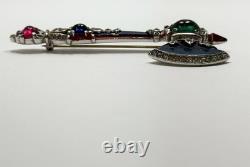 Rare Vintage Alfred Philippe Trifari Axe Brooch With Enamel & Cabochons-Book Piece