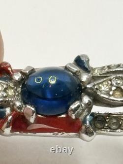 Rare Vintage Alfred Philippe Trifari Axe Brooch With Enamel & Cabochons-Book Piece
