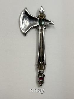 Rare Vintage Alfred Philippe Trifari Axe Brooch With Enamel & Cabochons-Book Piece