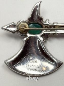 Rare Vintage Alfred Philippe Trifari Axe Brooch With Enamel & Cabochons-Book Piece